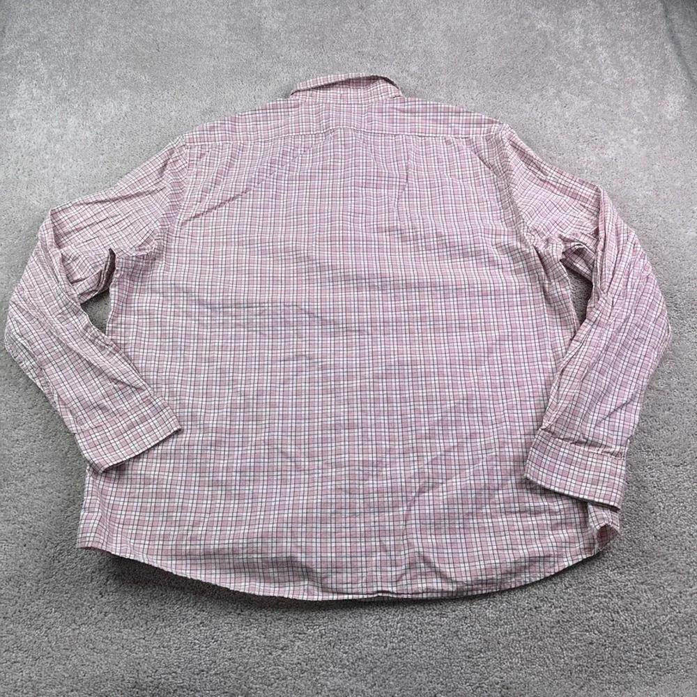 Banana Republic Shirt‎ Mens 2XL XXL Pink Checkered Slim Fit Untucked Cotton